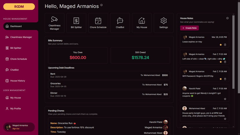 Room8 Dashboard Screenshot